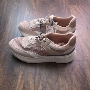 ZARA FABRIC PLATFORM RUNNING TRAINERS BEIGE SIZE 7.5 US